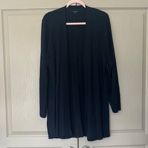 J. Jill Navy Open Cardigan with Subtle Rib Detail